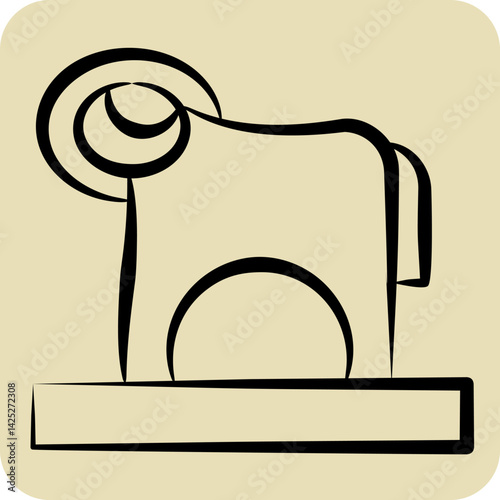 Icon RAM. related to Kazakhstan symbol. hand drawn style. design editable