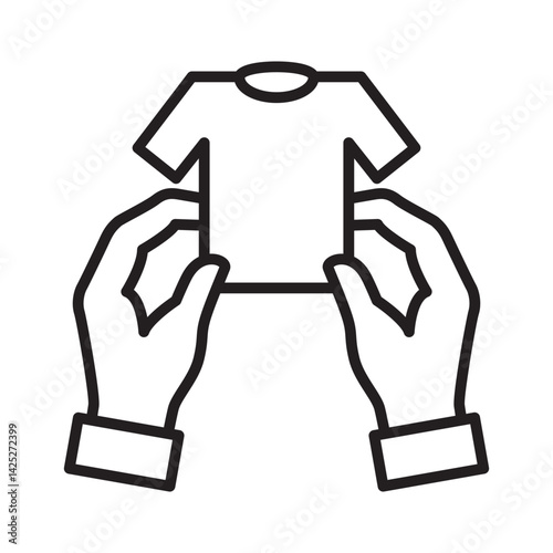 Hand giving cloth icon. Symbol of fundraising, compassion, philanthropy, giving, care, humanity. Vector illustration.