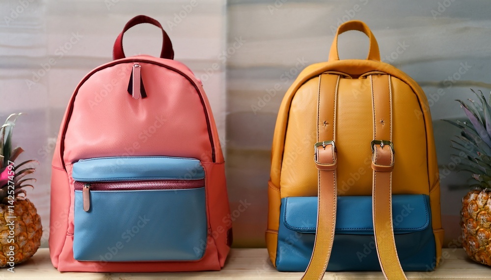 Fototapeta premium two colorful backpacks