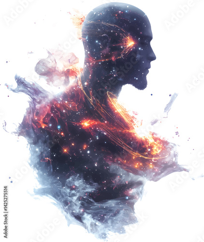 An isolated starry cosmic made creature on white background, vector, png