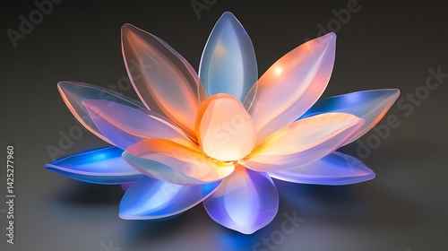 Illuminated lotus flower, vibrant colors