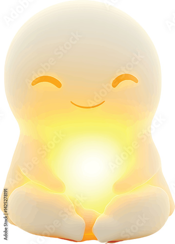 An isolated tiny being character on white background, vector, png