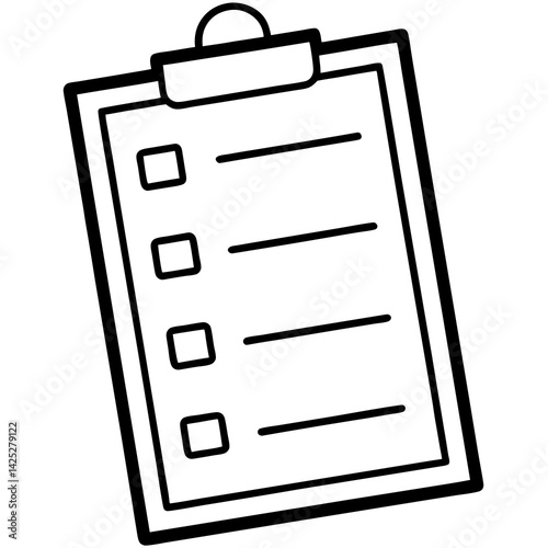 Clipboard with checklist with white background 