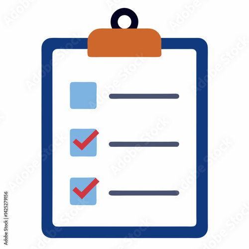 Clipboard with checklist with white background 