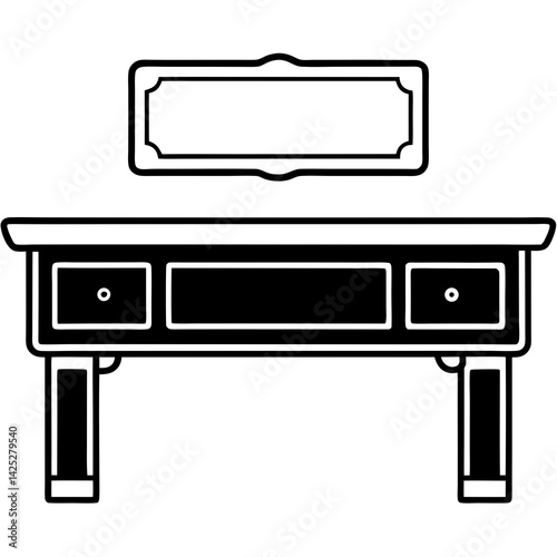 Office desk with nameplate  with white background 