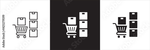 Logistic icon. Market supply icon. Warehouse stock sign. Icon symbol suitable for store, stockpile, shop, goods, market supply. Vector illustration.