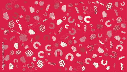 Red abstract design with geometric shapes on a vibrant background. Perfect for modern web graphics, packaging design, and vibrant advertisements.