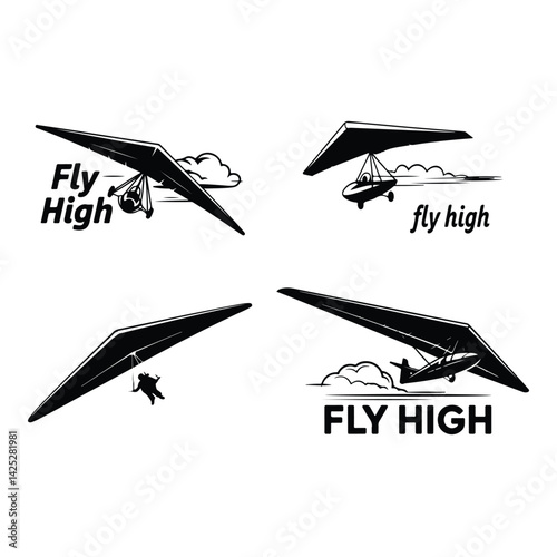 A Hang Glider vector set  with White background