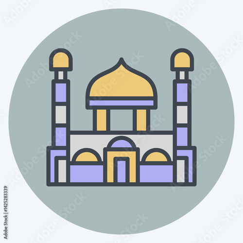 Icon Hazret Sultan Mosque. related to Kazakhstan symbol. color mate style. design editable
