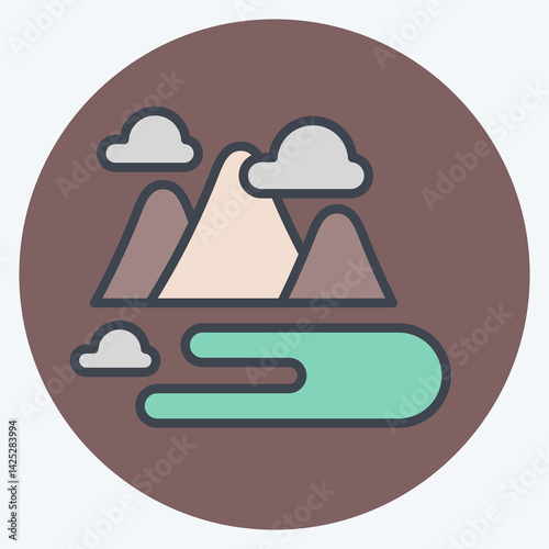 Icon Hill. related to Kazakhstan symbol. color mate style. design editable