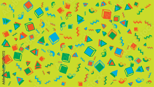 Colorful geometric abstract pattern suitable for background designs, textiles, packaging, marketing materials, and digital wallpapers. Perfect for modern and eyecatching projects.