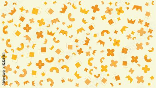 Collection of decorative elements such as crowns, squares, flowers, and macaroni ideal for crafting, scrapbooking, invitations, and stationery design.