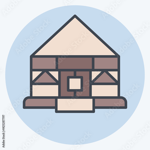 Icon Yurt. related to Kazakhstan symbol. color mate style. design editable