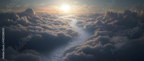 Obraz na płótnie Sunrise Through a Cloud Valley w salonie