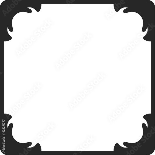 Elegant black square frame with corner floral designs