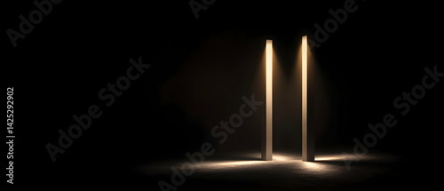 Obraz na płótnie Empty Stage with Illuminated Pillars w salonie
