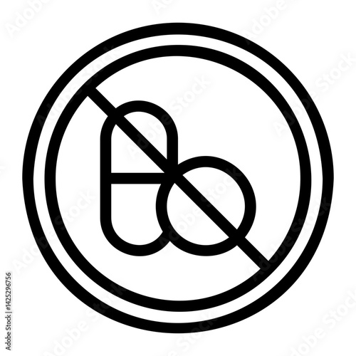 no drugs line icon