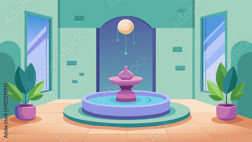 A small fountain tinkles in the corner adding a peaceful Zenlike atmosphere to the room..