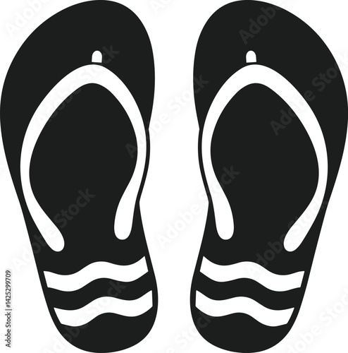 Flip Flop Sandals Silhouette Vector – Summer Beach Footwear Illustration