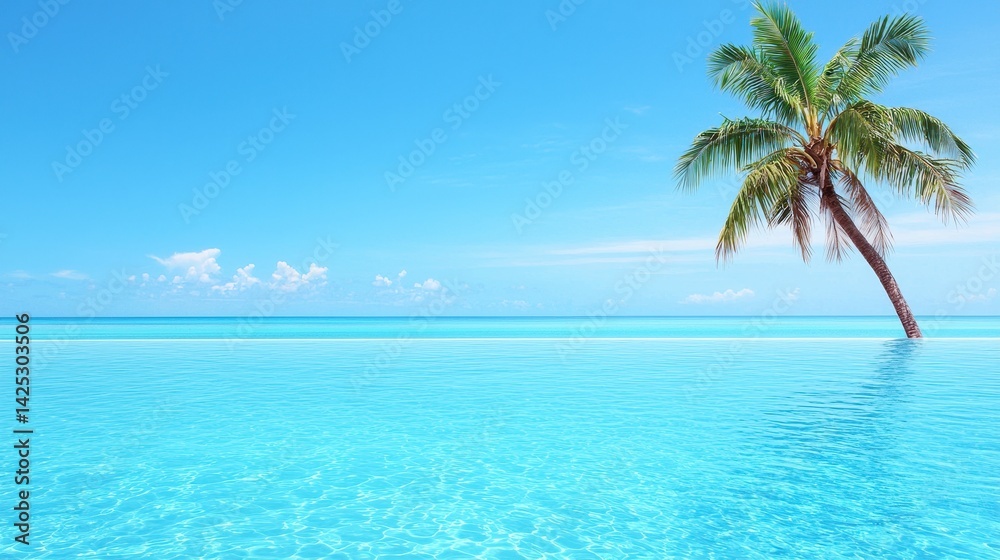Serene Tropical Paradise with Crystal Clear Water and Coconut Palm Serene Tropical Paradise with Crystal Clear Water and Coconut Palm