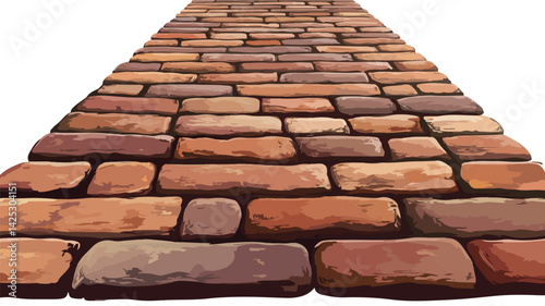 Brick Textured Walkway Background in Flat Vector