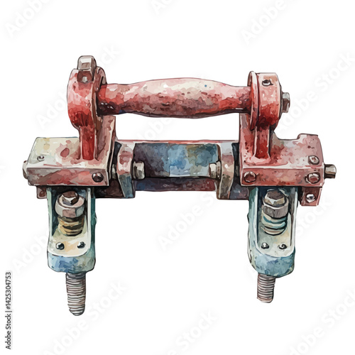 Clamp set with adjustable pressure, watercolor illustration, isolated on a white background.

