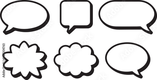 Flat Thought Bubble Icons , Minimal Thought Bubble Pack ,Thought Bubbles Vector Set 