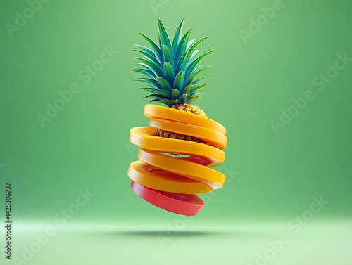 Pineapple slices spiral, bright background