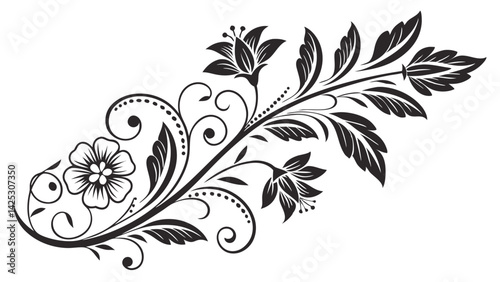 Collection of floral and botanical elements. Set of leaf, foliage wildflowers, plants, bloom, leaves and herb. Hand drawn of blossom spring season vectors for decor, website, wedding card and shop.