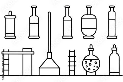 gas chromatograph line art illustration abstract technical drawing
