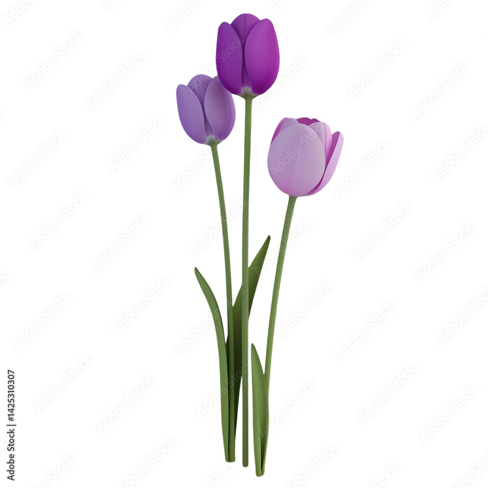 Spring Tulip Flowers 3D Render – Isolated on Transparent Background for Floral Spring Tulip Flowers 3D Render – Isolated on Transparent Background for Floral