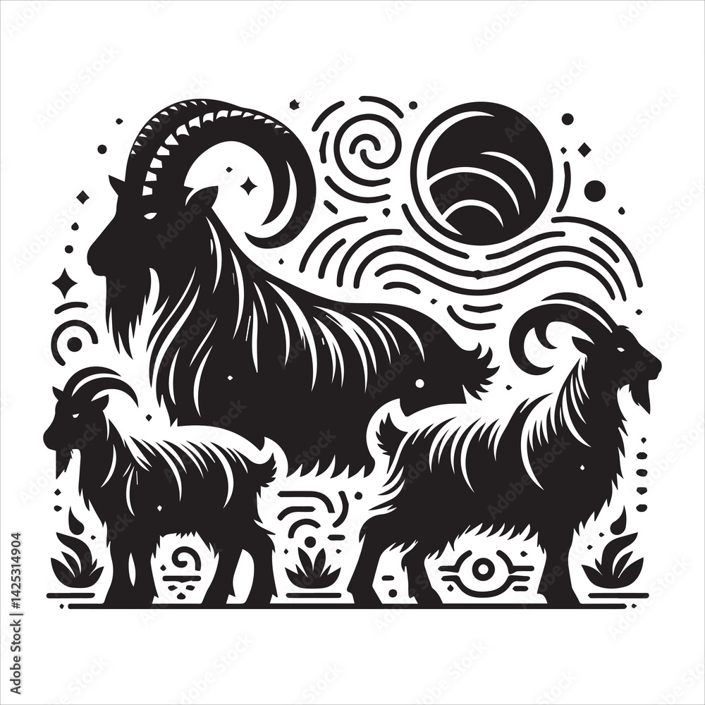 create goat Silhouette Vector with white background