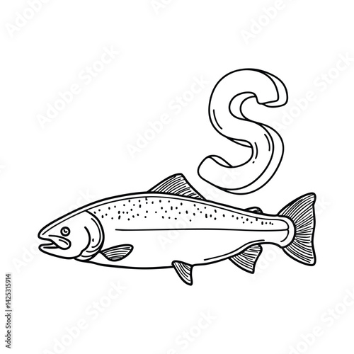 An illustration of letter S stand for Salmon