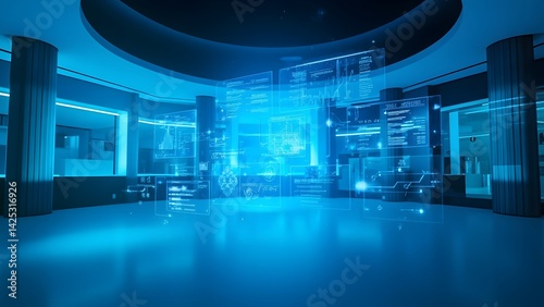 Office with interactive tech interface