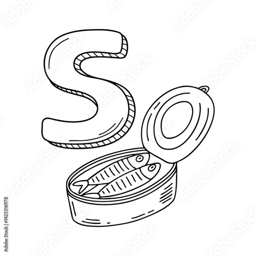 An illustration of letter S stand for Sardine