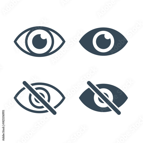 Eye vector icon. See and unsee symbol. stock illustration