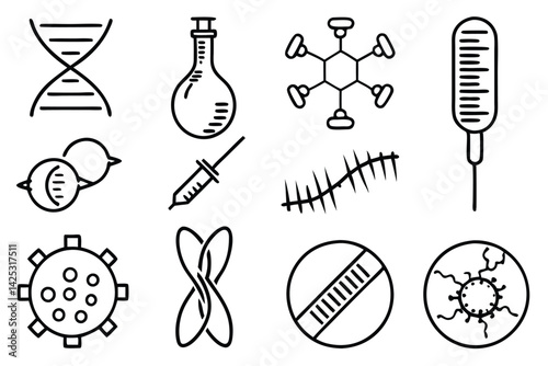 gene editing proces line art high tech cellular analysis