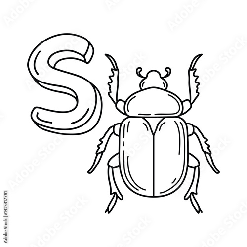 An illustration of letter S stand for Scarab beetle