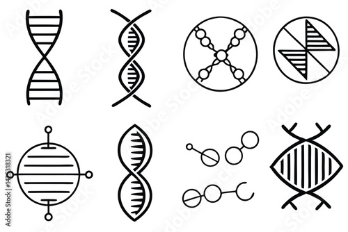 gene editing proces line art monochrome biological design visual
