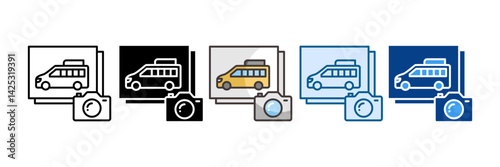 Travel Photography Icon Set Multiple Style Collection