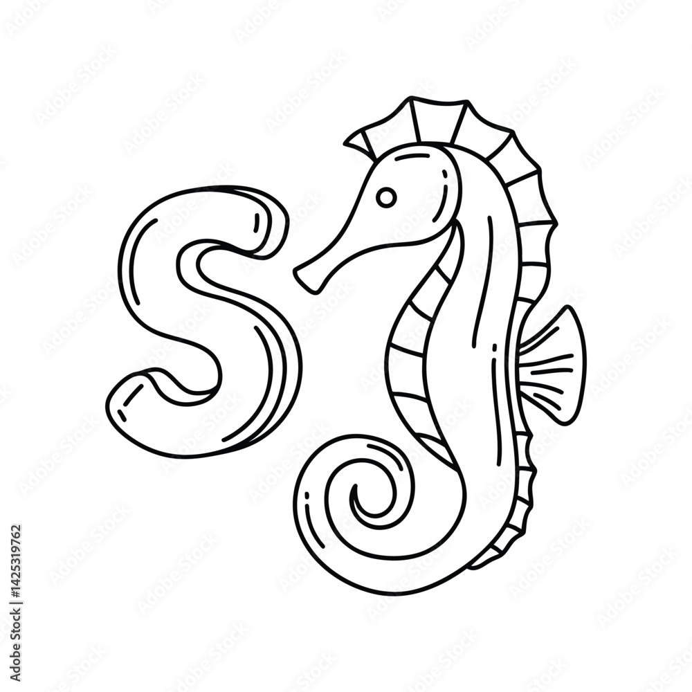 Fototapeta premium An illustration of letter S stand for Seahorse
