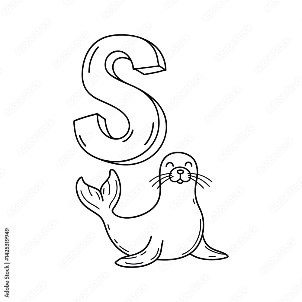 Fototapeta premium An illustration of letter S stand for Seal