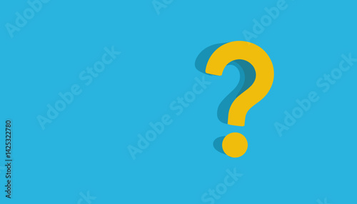 Yellow question mark on blue background with copy space for concepts