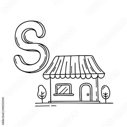 An illustration of letter S stand for Shop