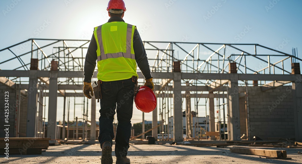 Fototapeta premium a construction worker working in the field