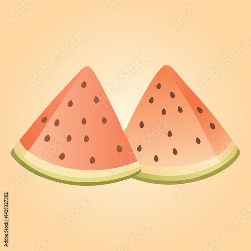 Vector illustration of Two watermelon slices