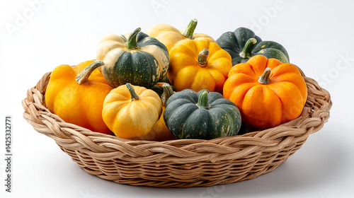 Wallpaper Mural Pumpkins in basket isolated on white background isolated white background Torontodigital.ca