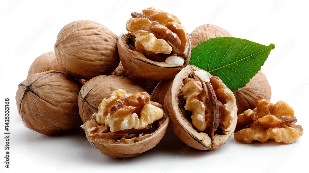 Walnut peeled and in shell isolated on white background isolated white background Walnut peeled and in shell isolated on white background isolated white background
