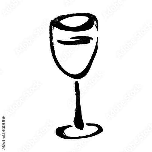 筆タッチのワインの線画イラスト
