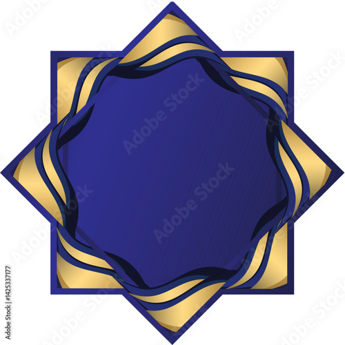 blue eight pont star mandala with golden line